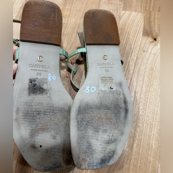 CARVELA Kase Ladies Pale Green Animal Snake Print Flat Strappy Sandals - Picture 3 of 3